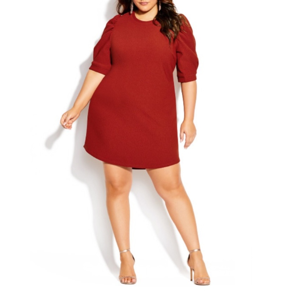NWT CITY CHIC Impulse Vibes Puffed Sleeve Mini Dress